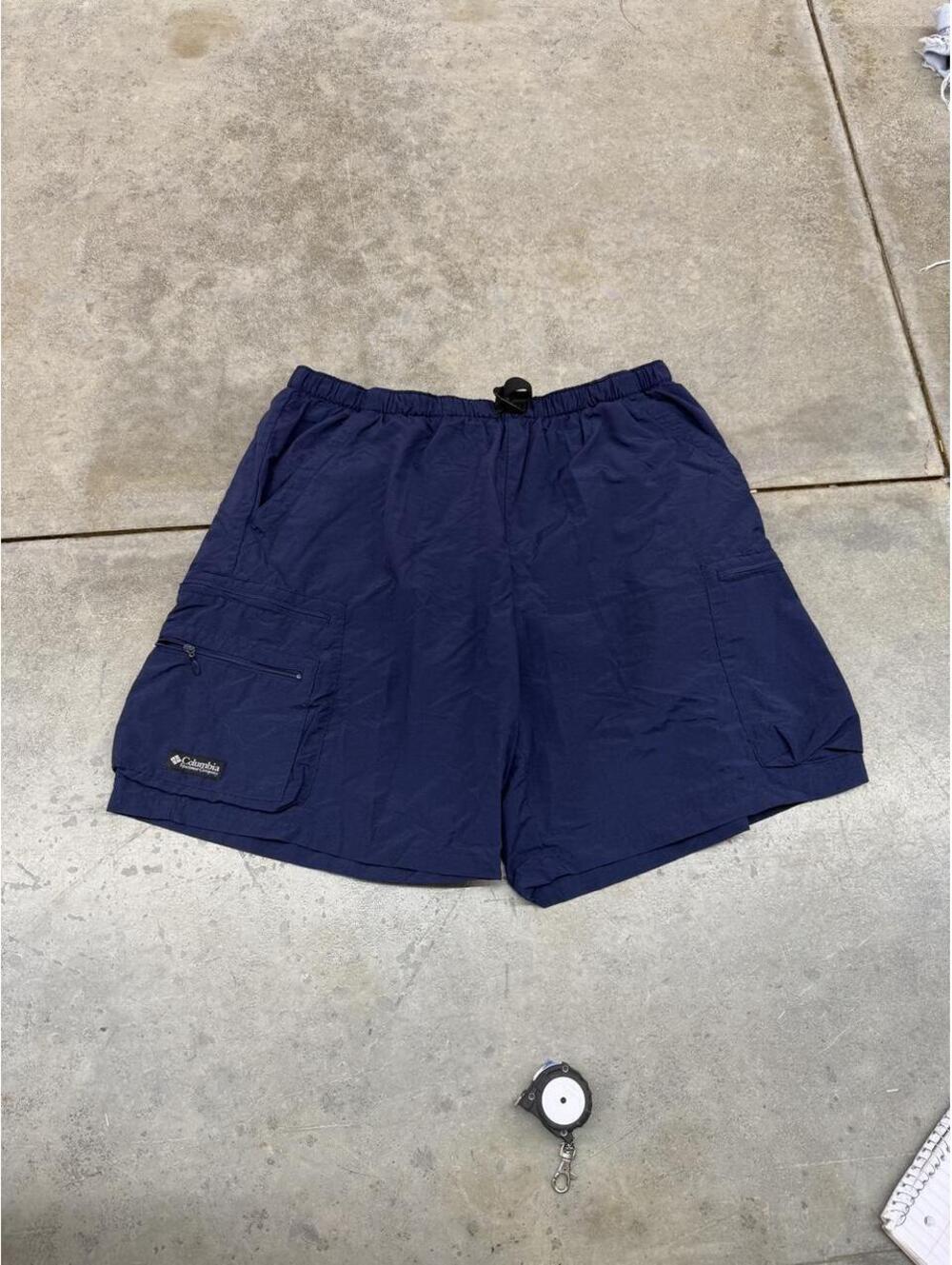 vintage columbia sportswear company navy belted nylon shorts size large